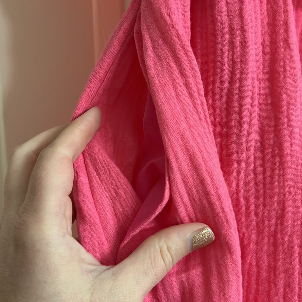Ann Taylor Gauze Pocket Flare Dress in Tropical Rose - Picture 5 of 9